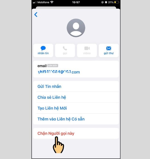 Chọn mục thông tin và click vào chặn người gọi này