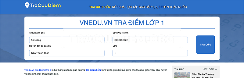 Cách Tra Cứu Điểm Học Sinh Lớp 1 Trên Hệ Thống vnEdu Cách Tra Cứu Điểm Học Sinh Lớp 1 Trên Hệ Thống vnEdu