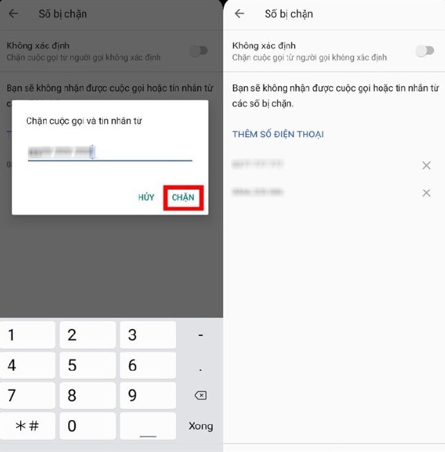 Xác nhận chặn tin nhắn là hoàn tất cách chặn tin nhắn vnEdu cho Android